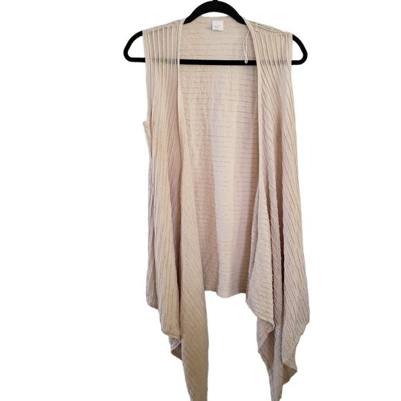 J Jones New York Sleeveless Open Front Texture Fabric Linen Blend Cardigan Large - Picture 1 of 6
